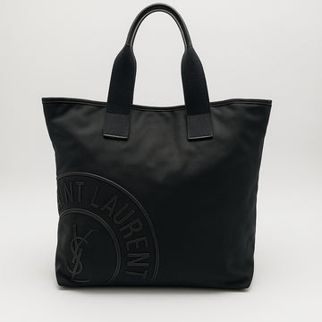 Yves Saint Laurent (YSL) Canvas and Leather Tote Bag, Black