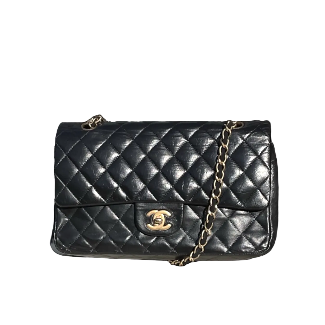 CHANEL ブラック レザー ヴィンテージ Pre-owned Chanel Timeless Classic Medium Flap Bag, Black – Haute