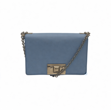 Authentic, Pre-owned Furla Leather Chain Crossbody Bag, Baby Blue