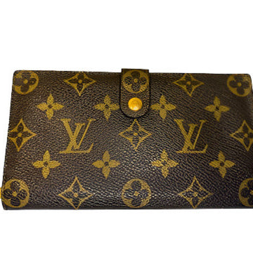 Cartera larga plegable con monograma y cierre de beso de Louis Vuitton