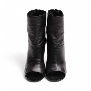 Authentic, Pre-owned Vintage Chanel Open-Toe Ankle Boots With Pearl Detail, Black, EU 38