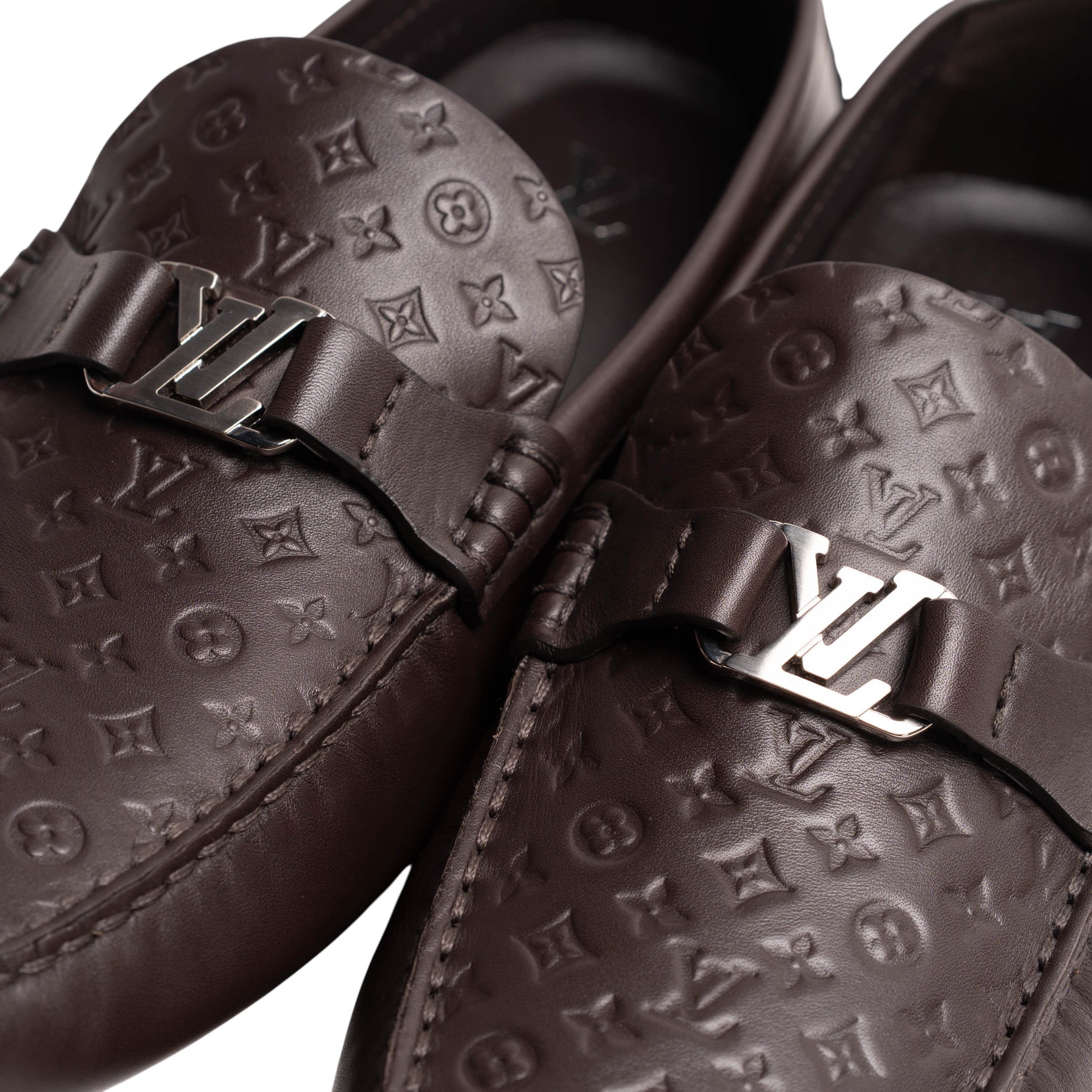Authentic, Pre-owned, Unused Men's Louis Vuitton Silverstone Moccasins, Brown, US 9
