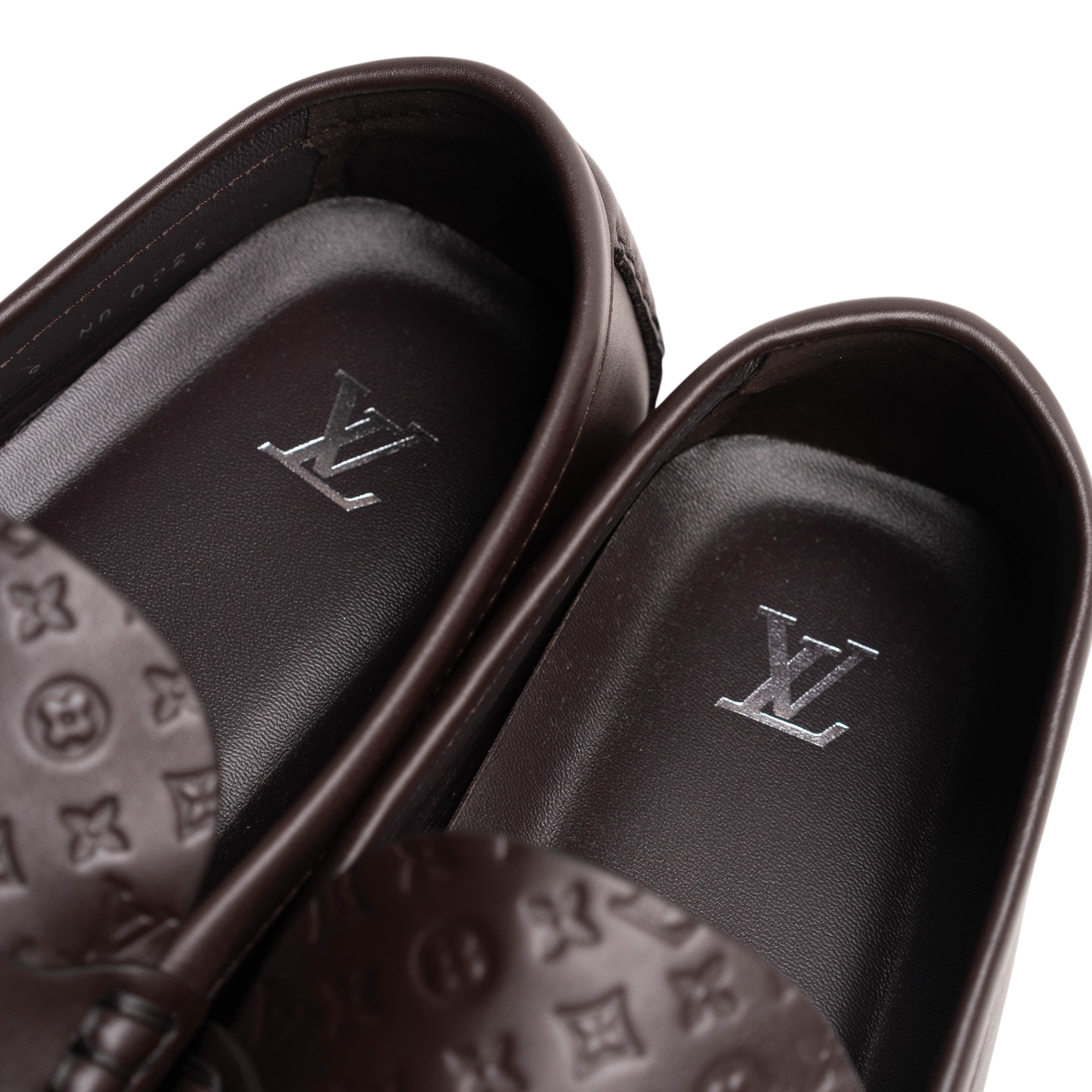 Authentic, Pre-owned, Unused Men's Louis Vuitton Silverstone Moccasins, Brown, US 9
