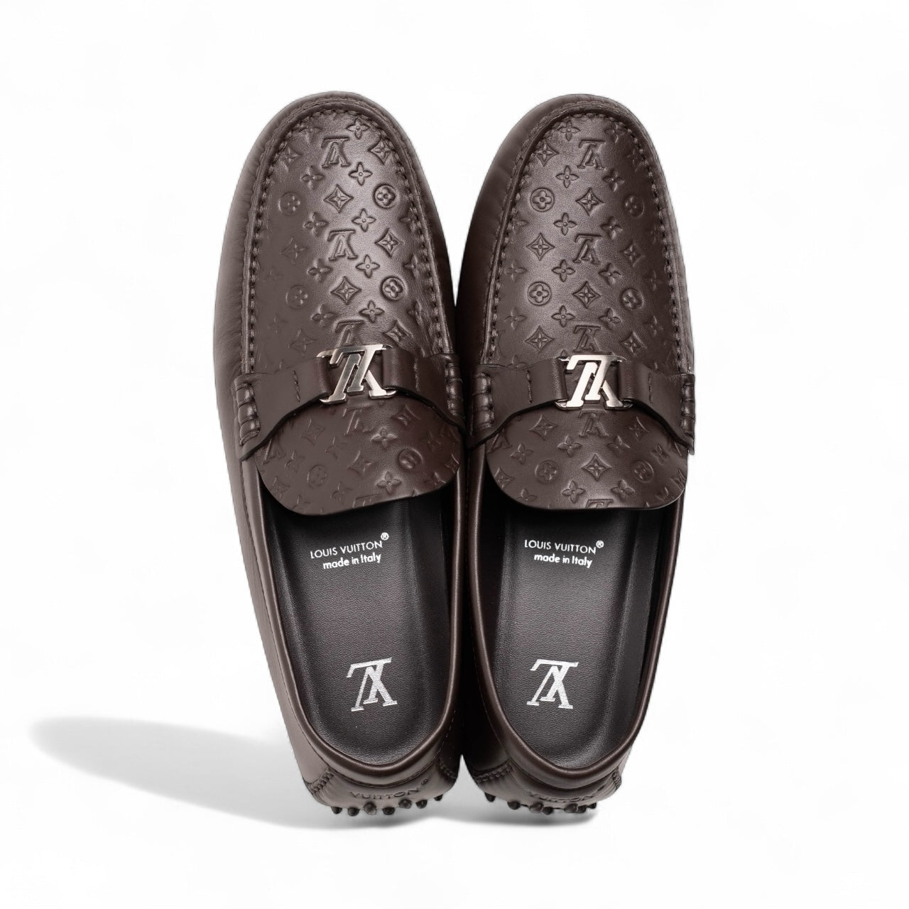 Authentic, Pre-owned, Unused Men's Louis Vuitton Silverstone Moccasins, Brown, US 9