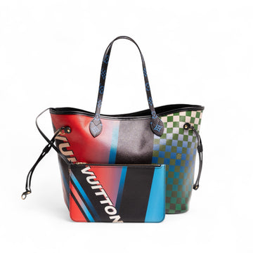 Authentic, Pre-owned Louis Vuitton Limited Edition Damier Race Car Print Neverfull Bag, Multicolor