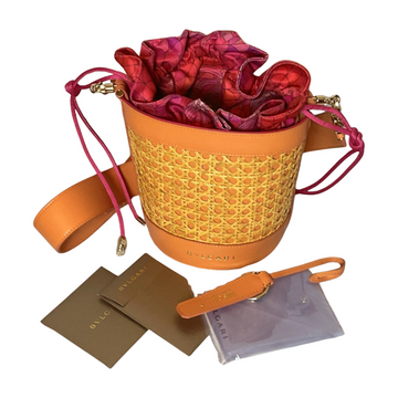 Blvgari Rattan & Leather Serpenti Forever Bucket Bag