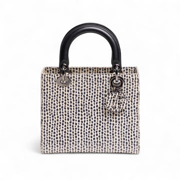 Authentic, Pre-owned, Medium Python Skin Lady Dior Bag, Black & White