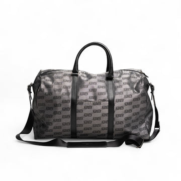 Authentic, Pre-owned Vintage Balenciaga Monogram Print Duffle Bag, Silver-gray