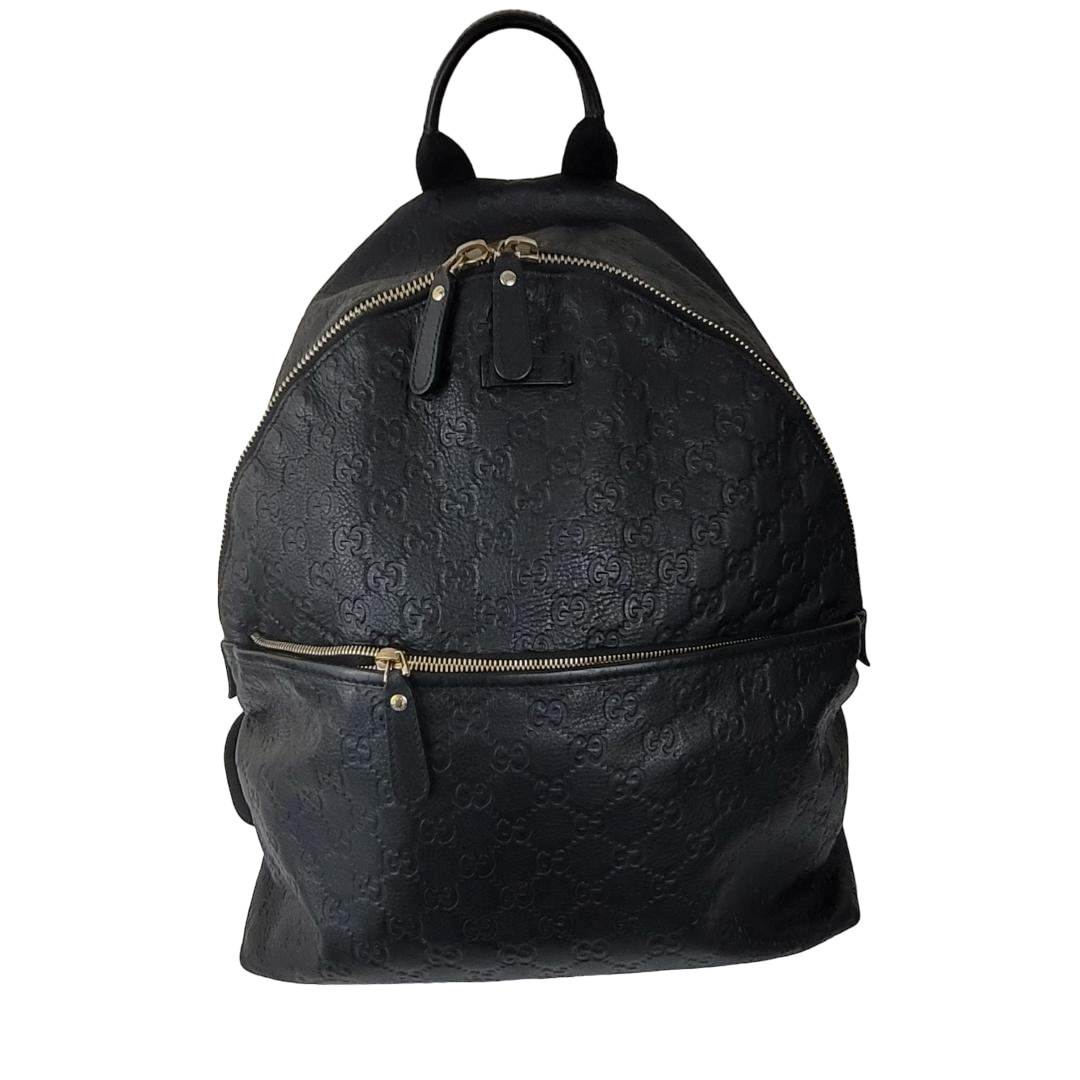 Gucci Black Leather Guccissima Medium Classic Backpack