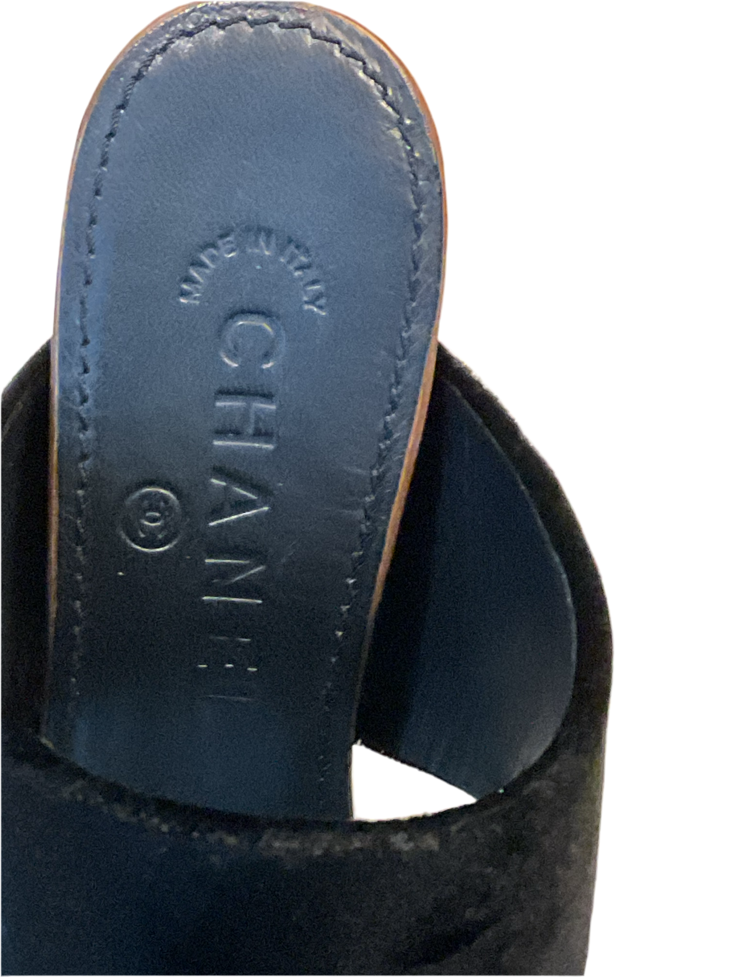 Sandalias de plataforma de terciopelo vintage de Chanel, talla 7.5 de EE. UU.