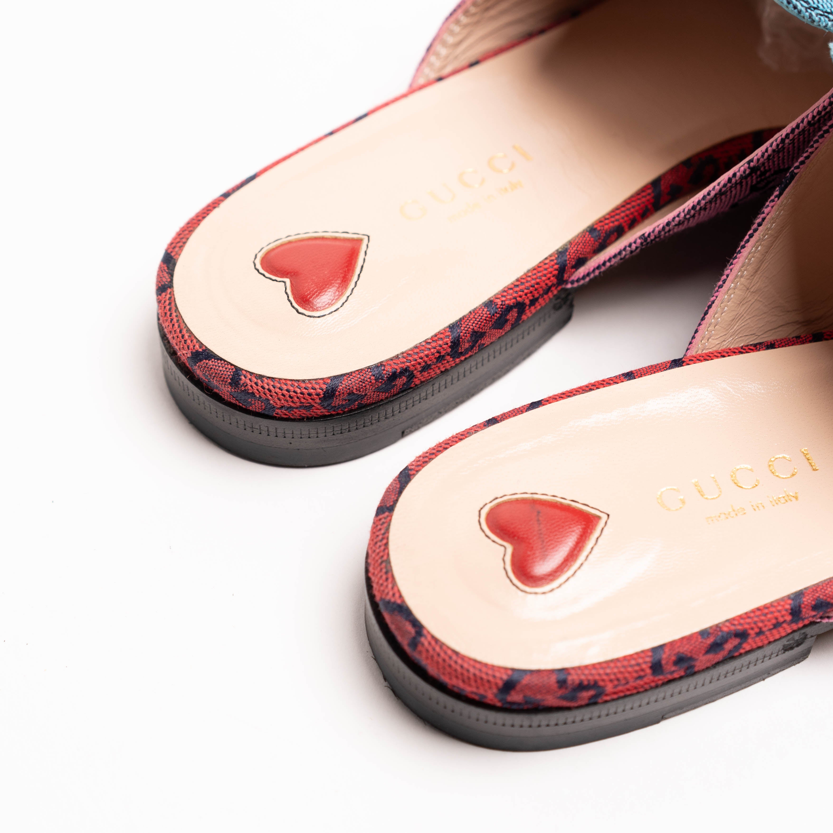 Authentic, Pre-owned Gucci Multi-colored Monogram Princetown Mules,  IT 38