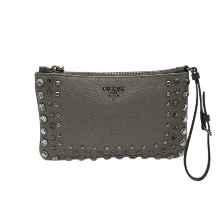 Authentic, Pre-owned Denim Prada Wristlet/Clutch Bag