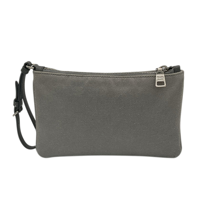 Authentic, Pre-owned Denim Prada Wristlet/Clutch Bag