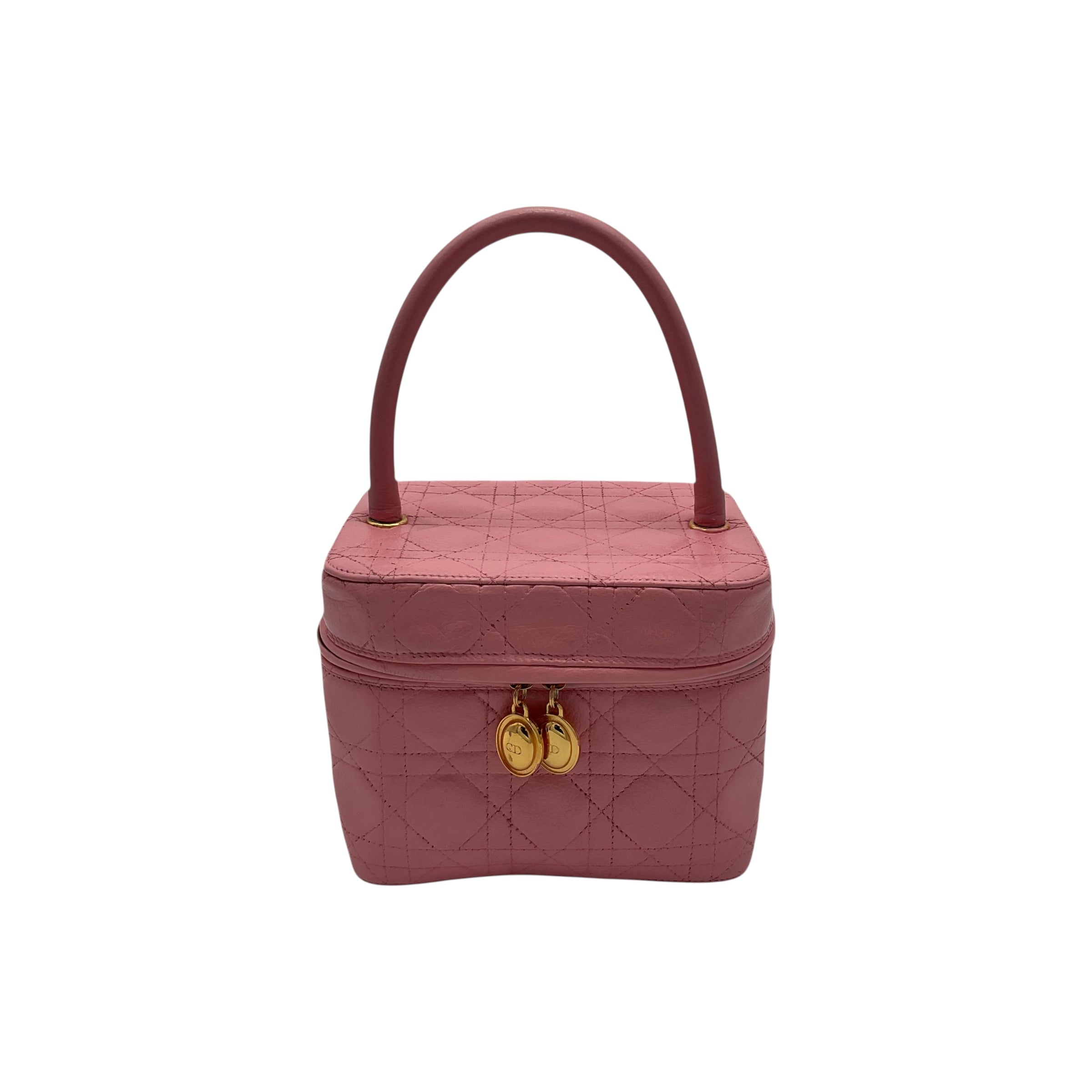 Christian Dior Vintage Lady Dior Cannage Kosmetiktasche, Rosa