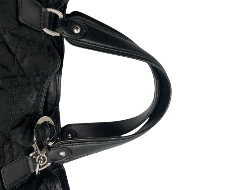 Authentic, Pre-owned Christian Dior Nylon Cannage Tote Bag, Black