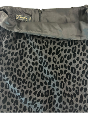 Versace Cheetah Print Skirt, Size EU 40/ US 4, Black