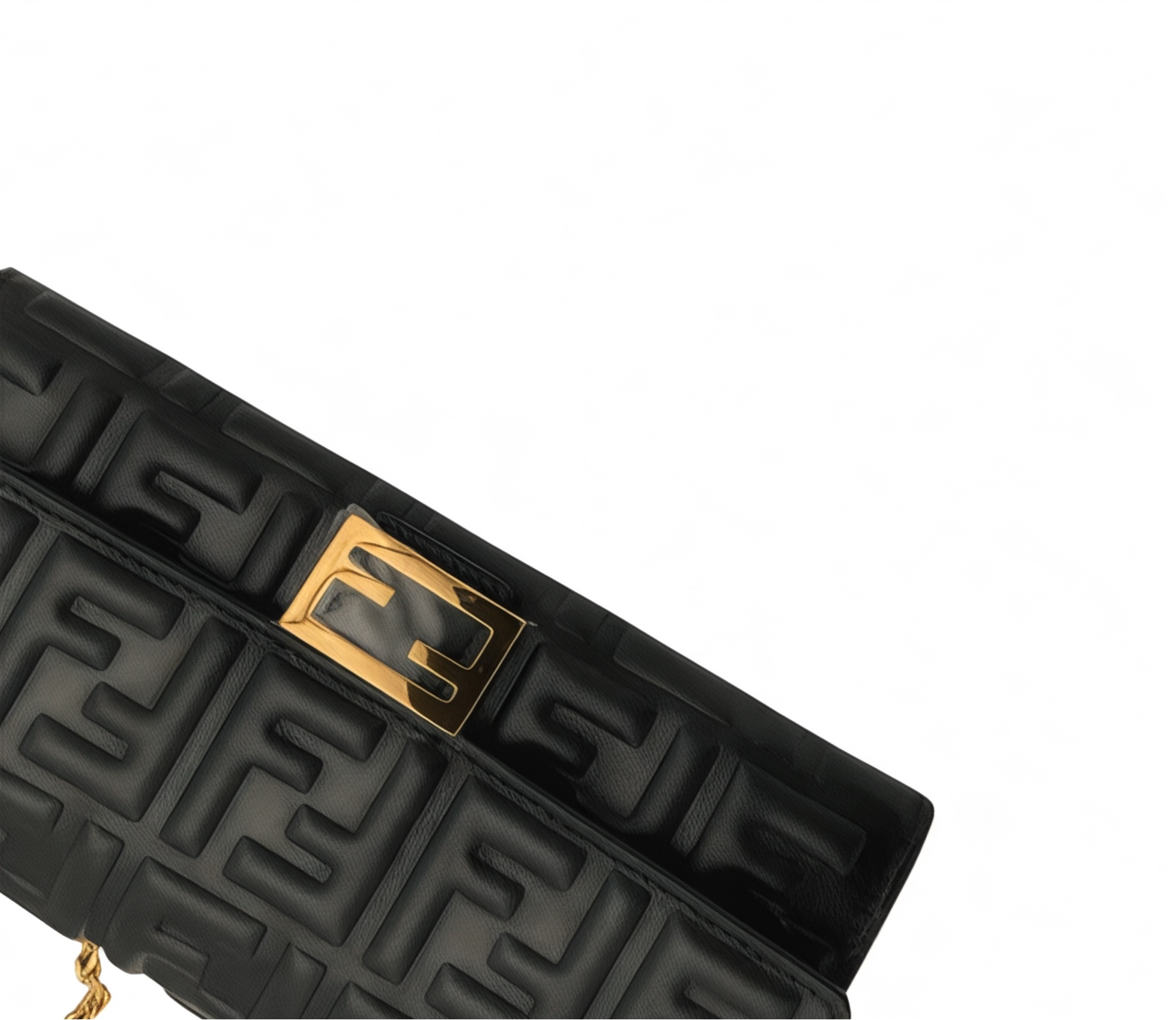 Cartera Fendi Baguette Continental con cadena, negra