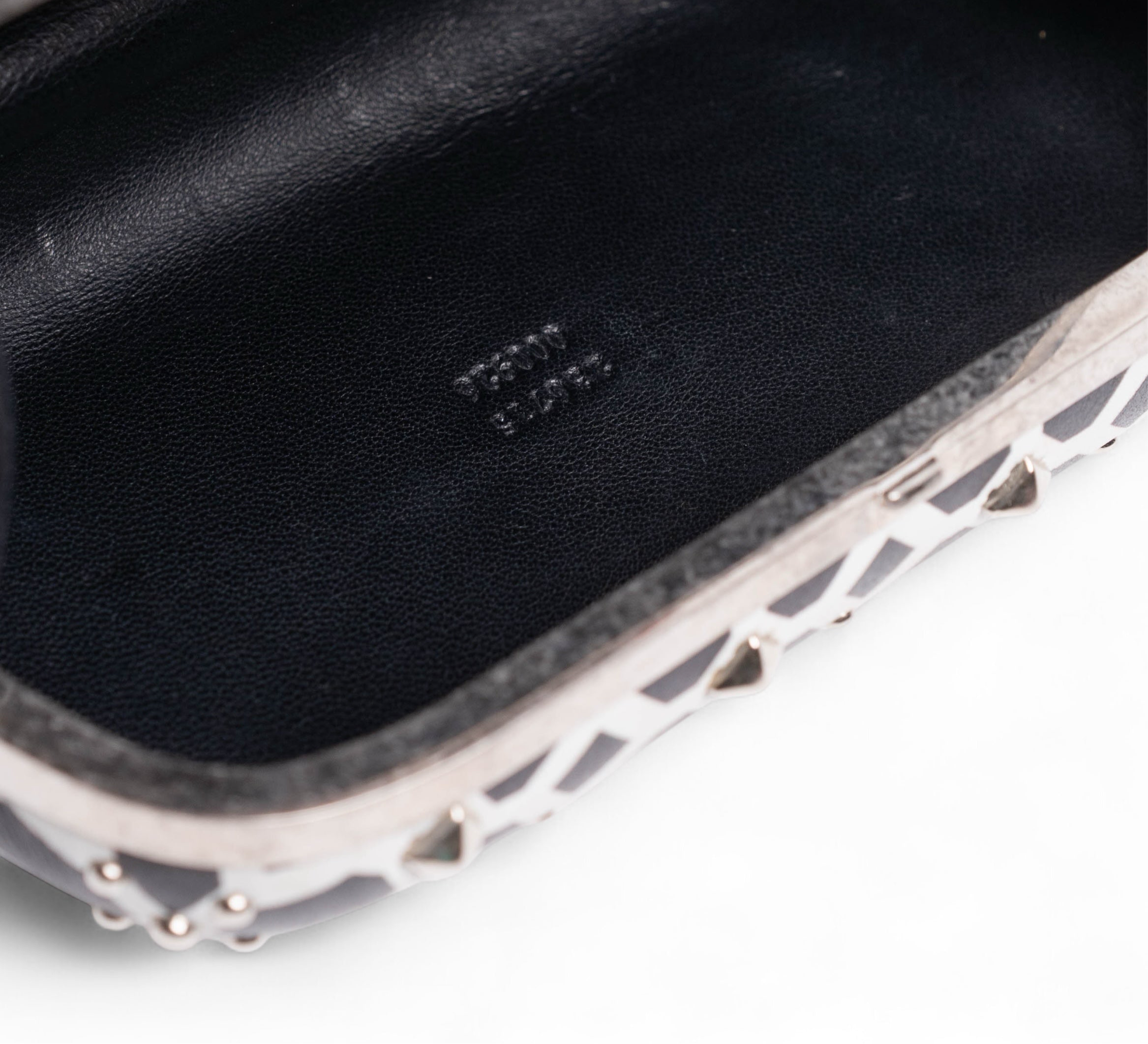 Authentic, Pre-owned Alexander McQueen Studded, Rhinestone,Skull Motif Leather Clutch Bag