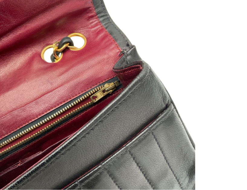 Chanel 2.55 Vintage, vertikale, gesteppte Lammleder-Flap-Tasche