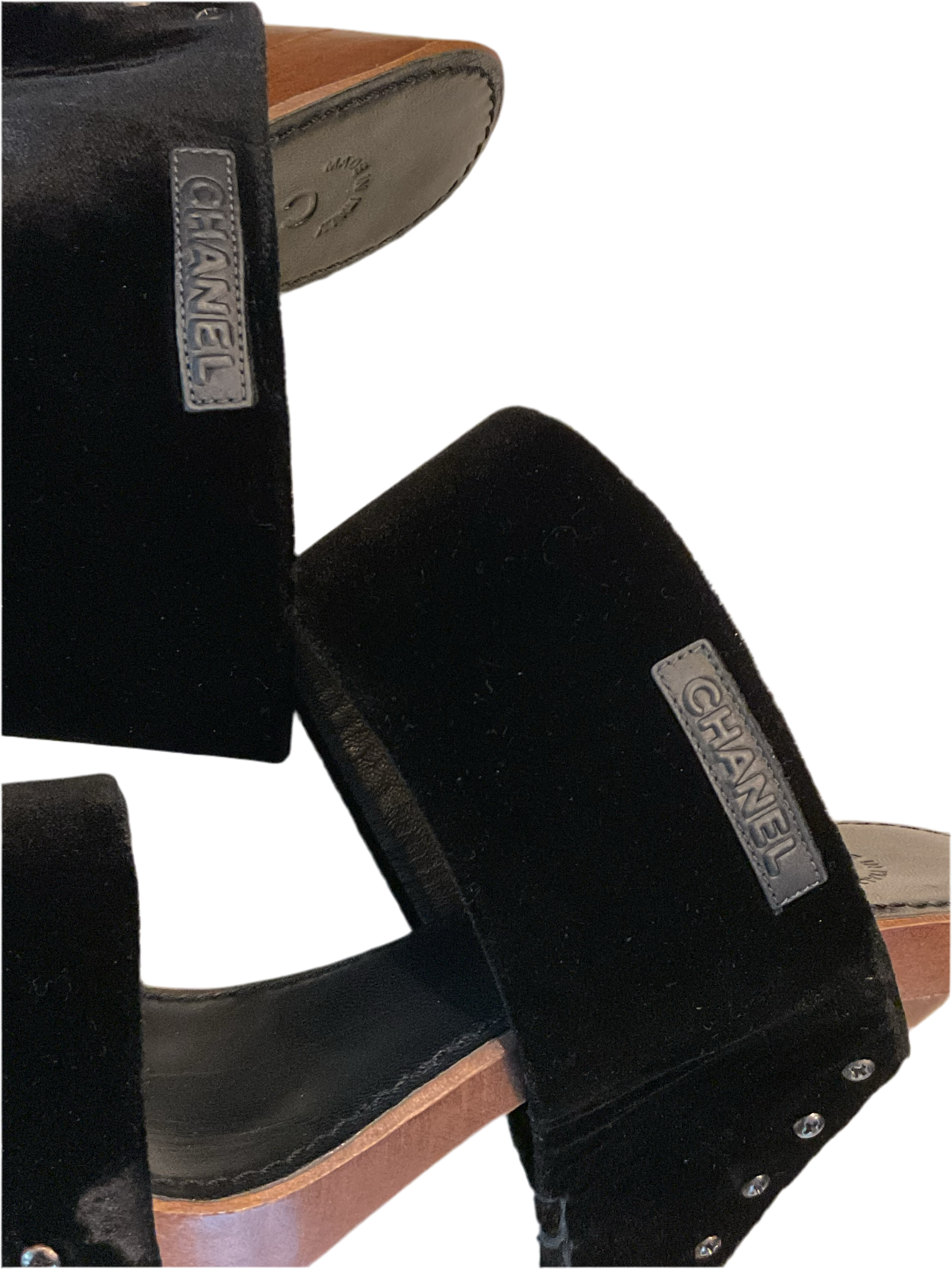 Sandalias de plataforma de terciopelo vintage de Chanel, talla 7.5 de EE. UU.