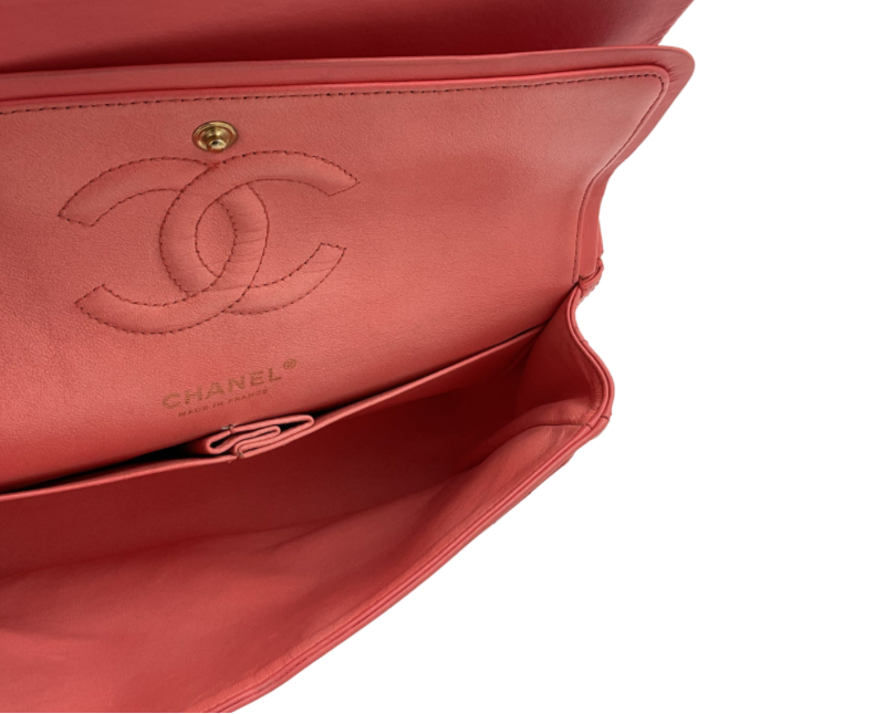 Authentic, Pre-owned Chanel Vintage Timeless Classic Medium Flap Bag, Coral