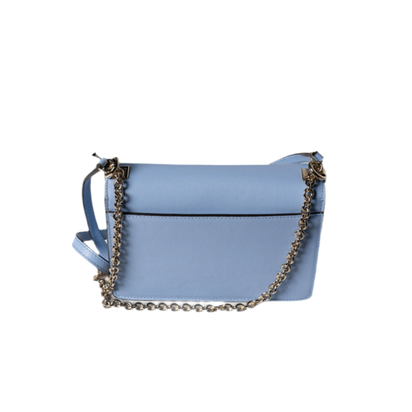 Bolso bandolera Furla de piel con cadena, color azul bebé