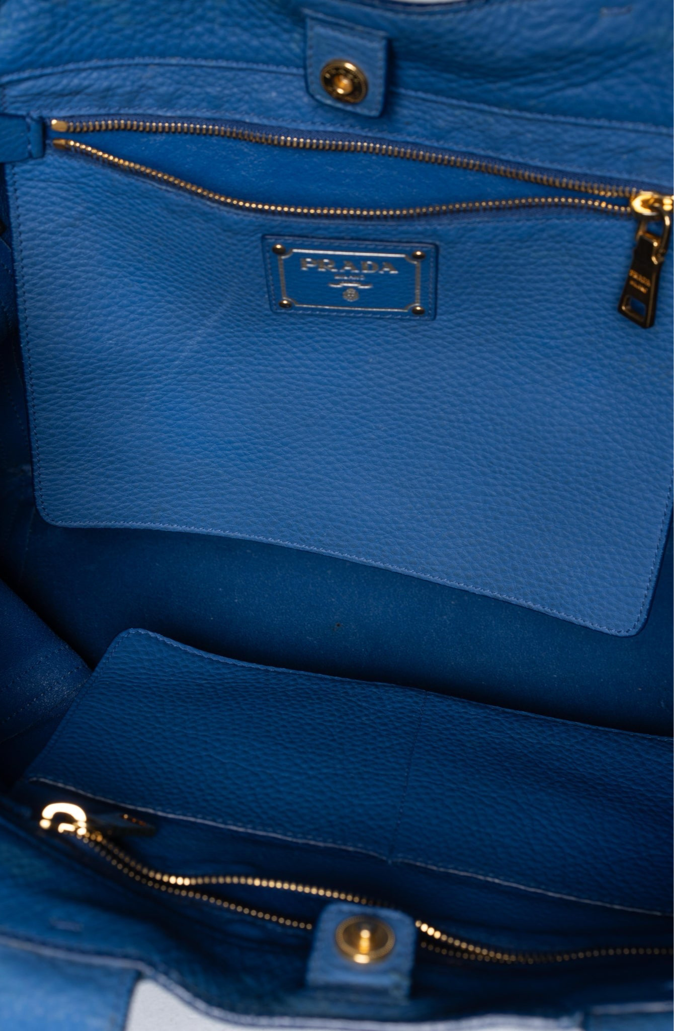 Prada Vitello Daino Cobalto Bolsa de tela