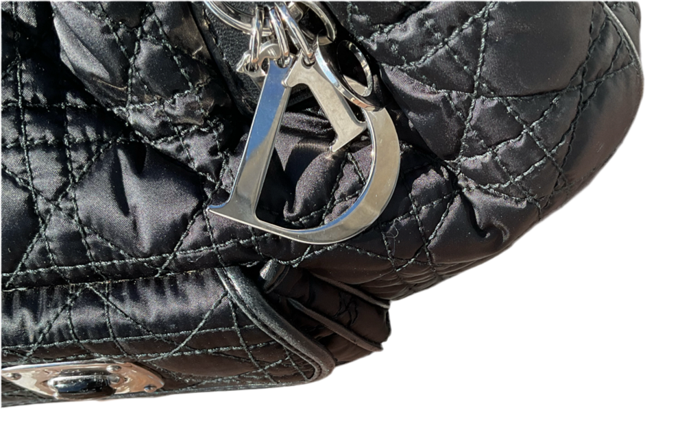 Christian Dior Bolso tote Cannage de nailon, negro