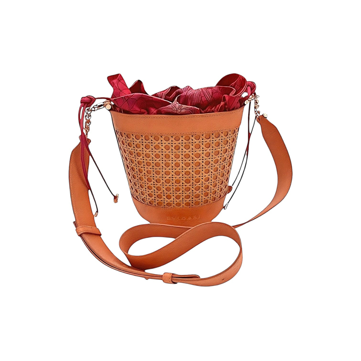 Authentic, Pre-owned Blvgari Rattan & Leather Serpenti Forever Bucket Bag