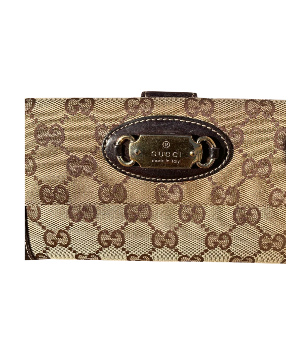 Cartera larga con monograma de Gucci, marrón