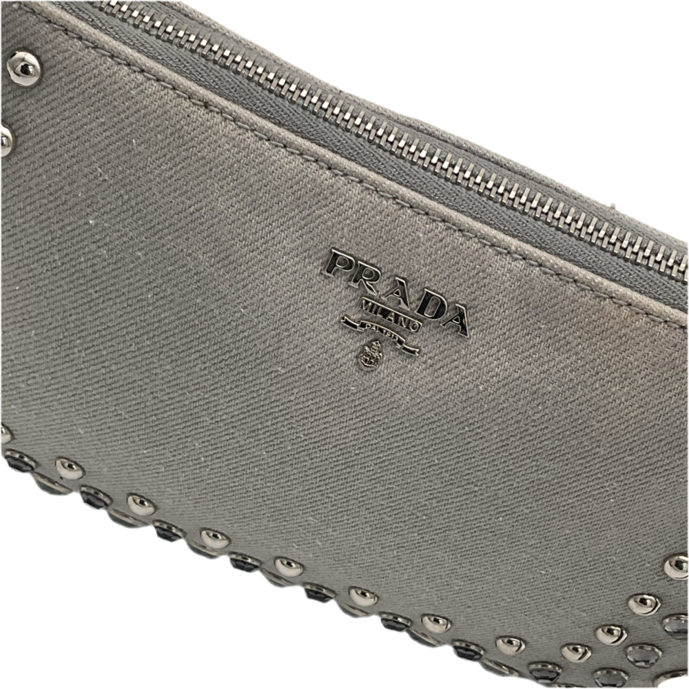 Authentic, Pre-owned Denim Prada Wristlet/Clutch Bag