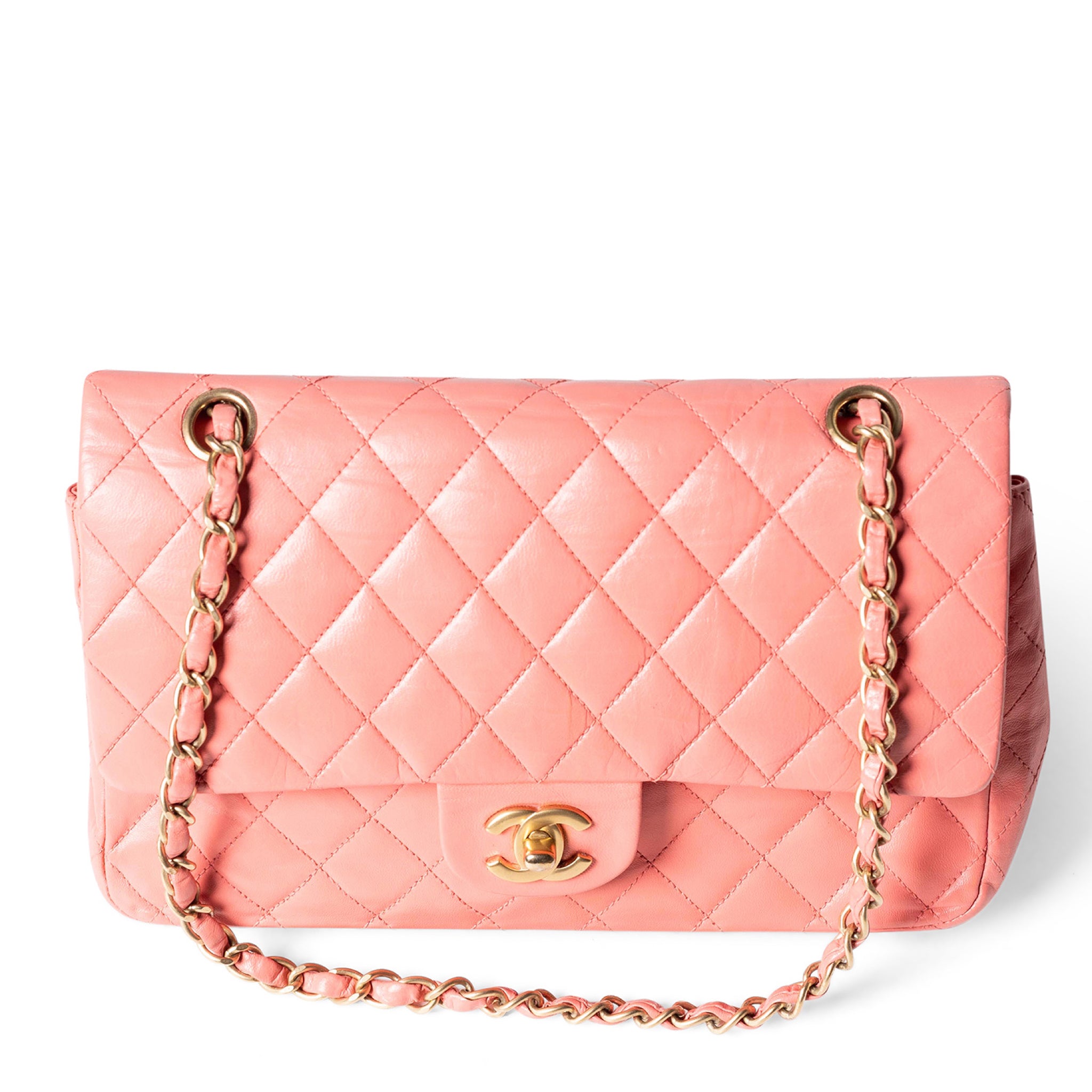 Chanel Vintage Timeless Classic Medium Flap Bag, Coral
