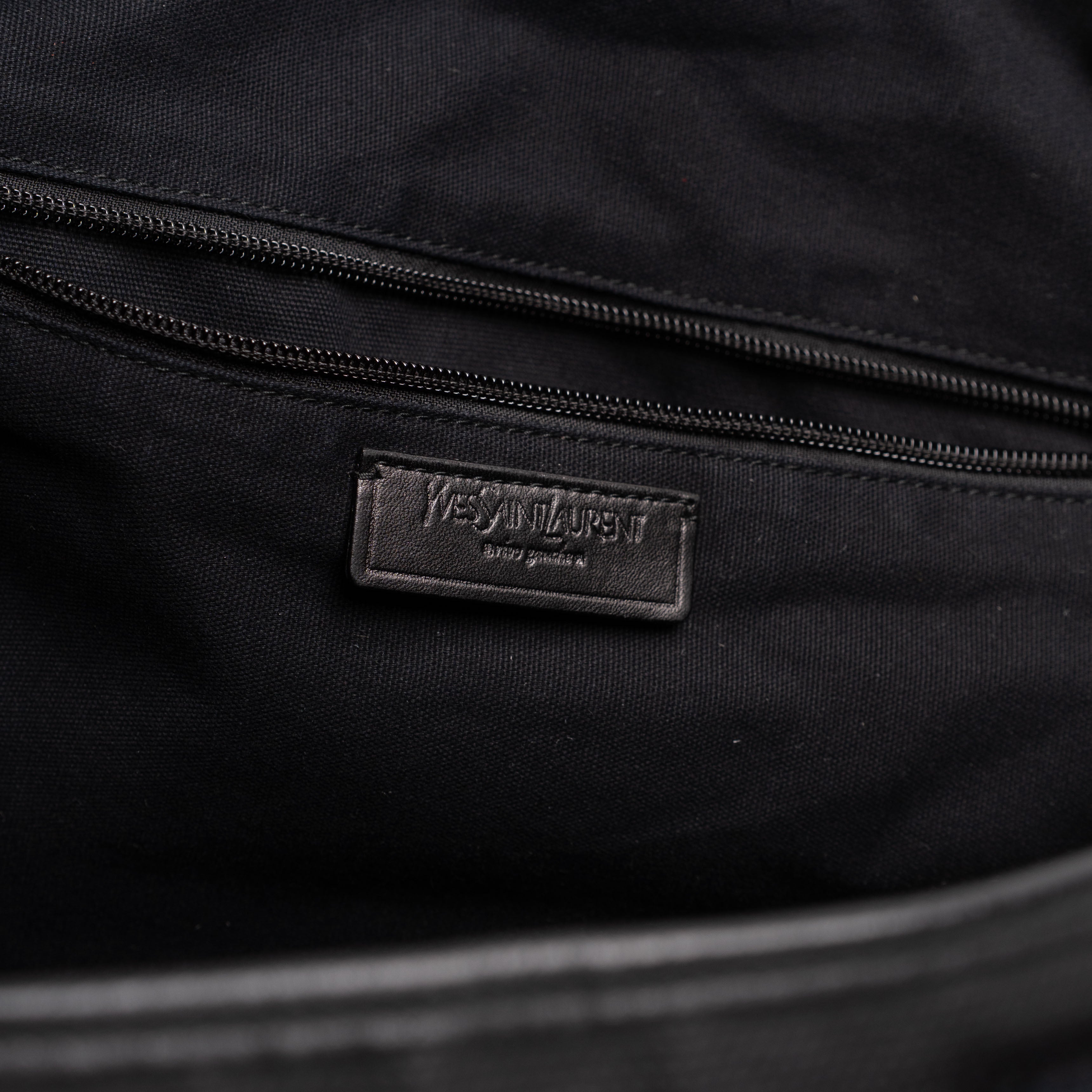 Yves Saint Laurent (YSL) Tragetasche aus Canvas und Leder, Schwarz