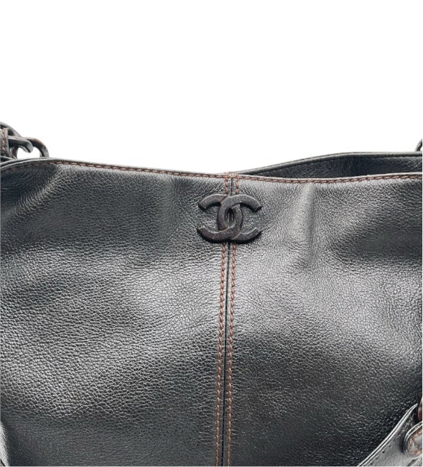 Authentic, Pre-owned Chanel Leather & Wooden Chain Handle Tote Bag