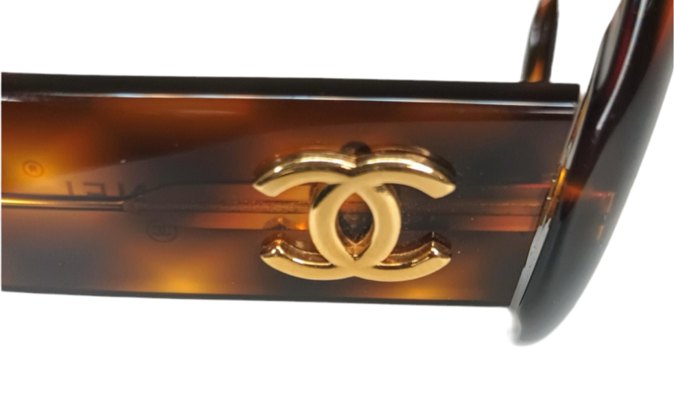 Chanel Vintagel Gold Schildpatt Sonnenbrille #0014 80