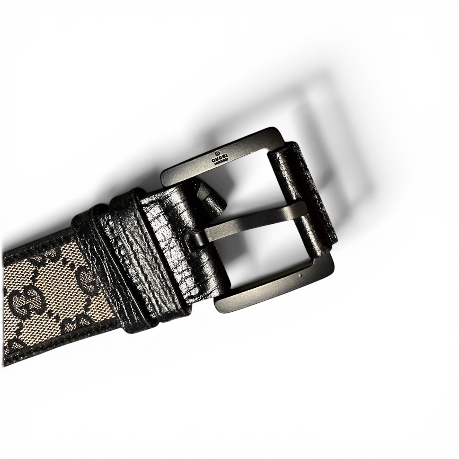 Gucci Vintage Canvas Monogram Print Belt, Black