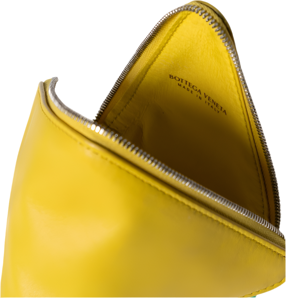 Estuche/bolso de piel Pyramid de Bottega Veneta, amarillo