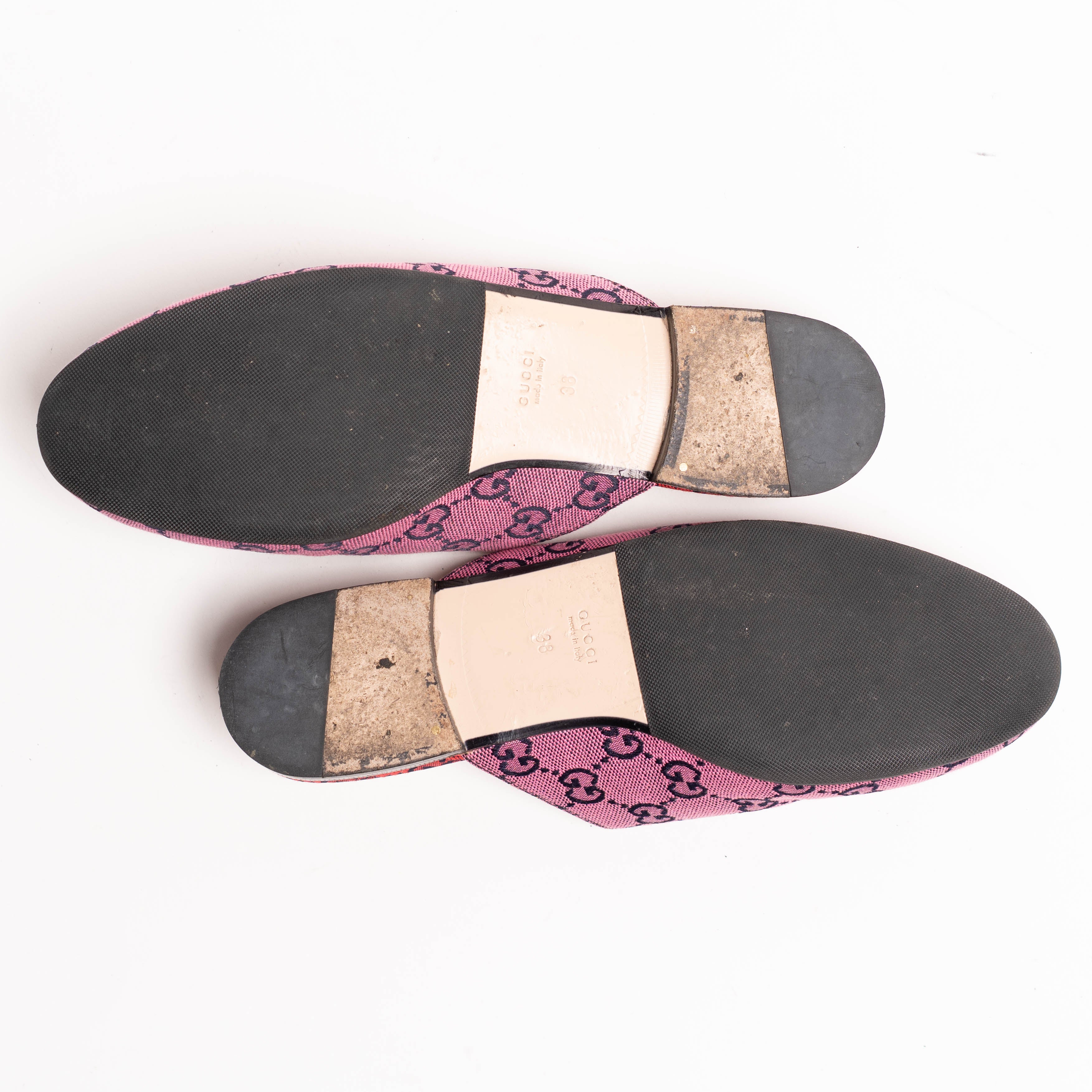 Authentic, Pre-owned Gucci Multi-colored Monogram Princetown Mules,  IT 38