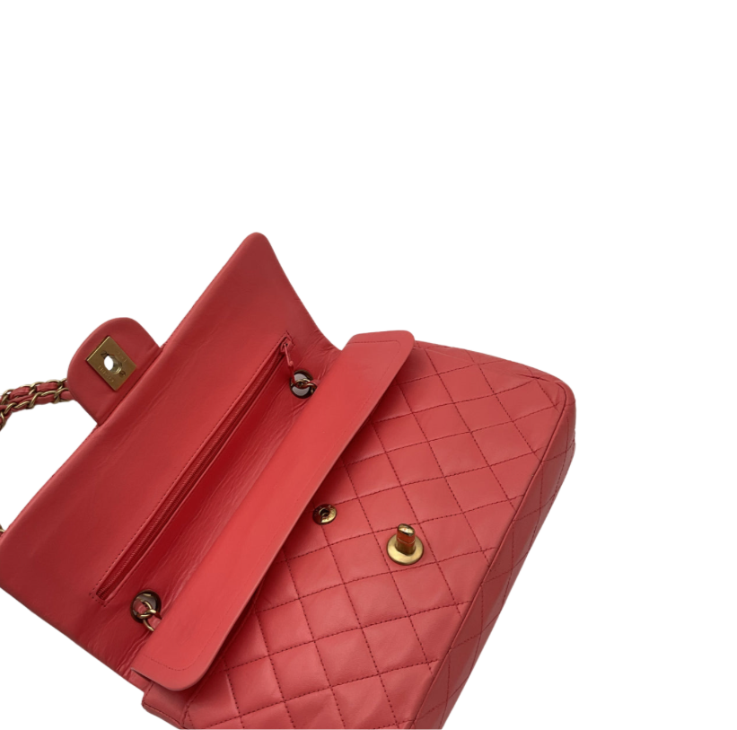 Authentic, Pre-owned Chanel Vintage Timeless Classic Medium Flap Bag, Coral