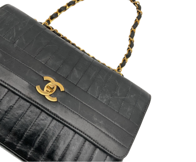 Chanel 2.55 Vintage, vertikale, gesteppte Lammleder-Flap-Tasche