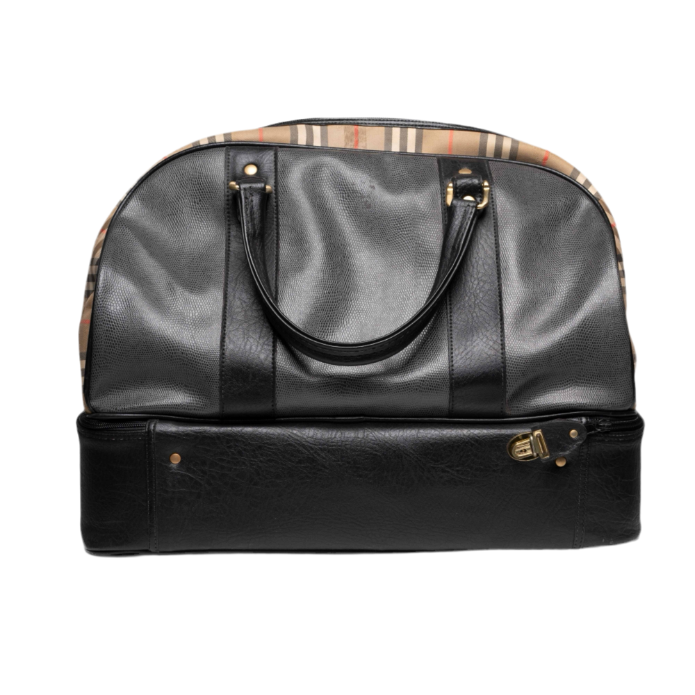 Bolso de golf/bolso de fin de semana vintage de lona y cuero de Burberry