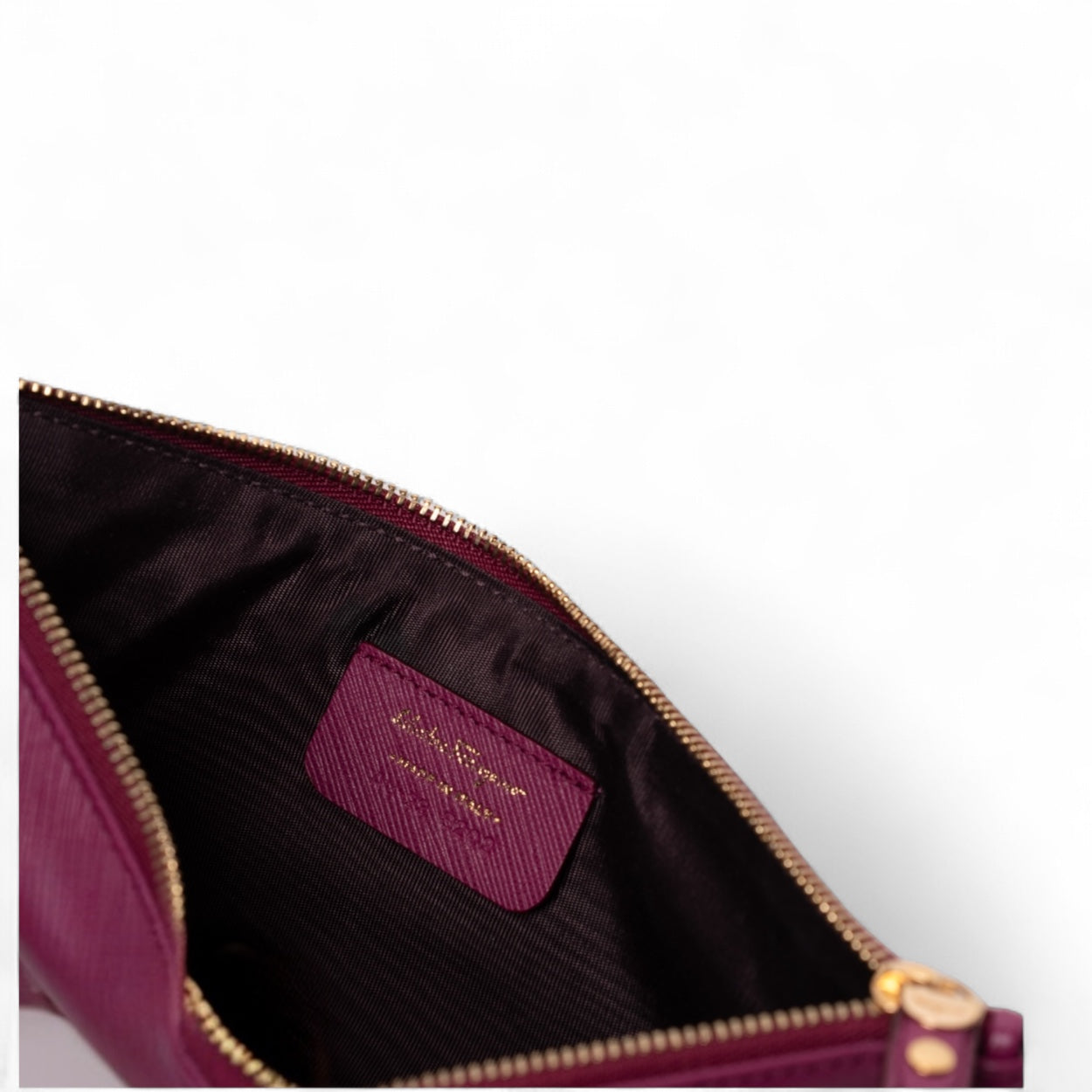 Authentic, Pre-owned Salvatore Ferragamo Leather Clutch Bag, Fuchsia