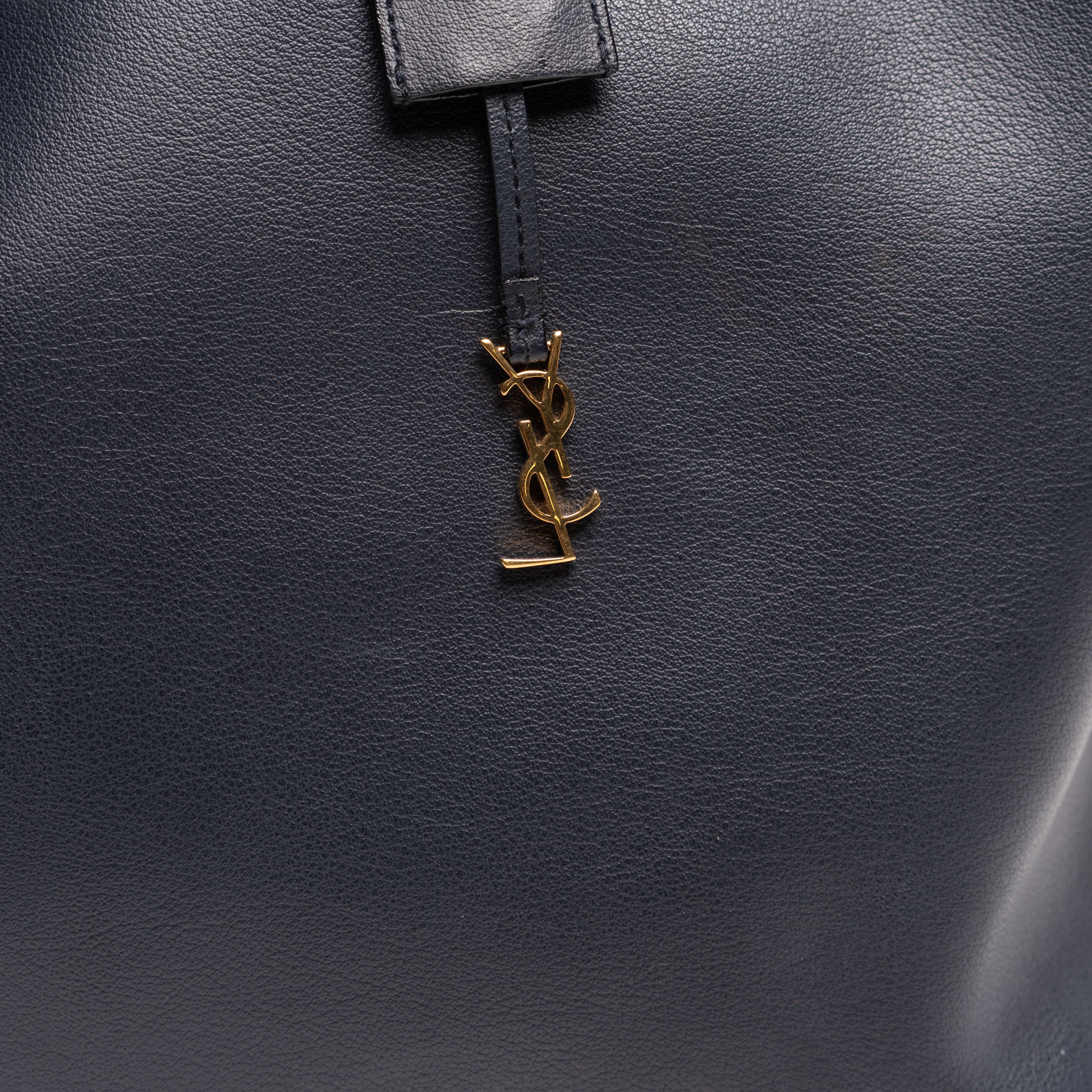 Authentic, Pre-owned Yves Saint Laurent Large East/ West Shopping Tote, Navy