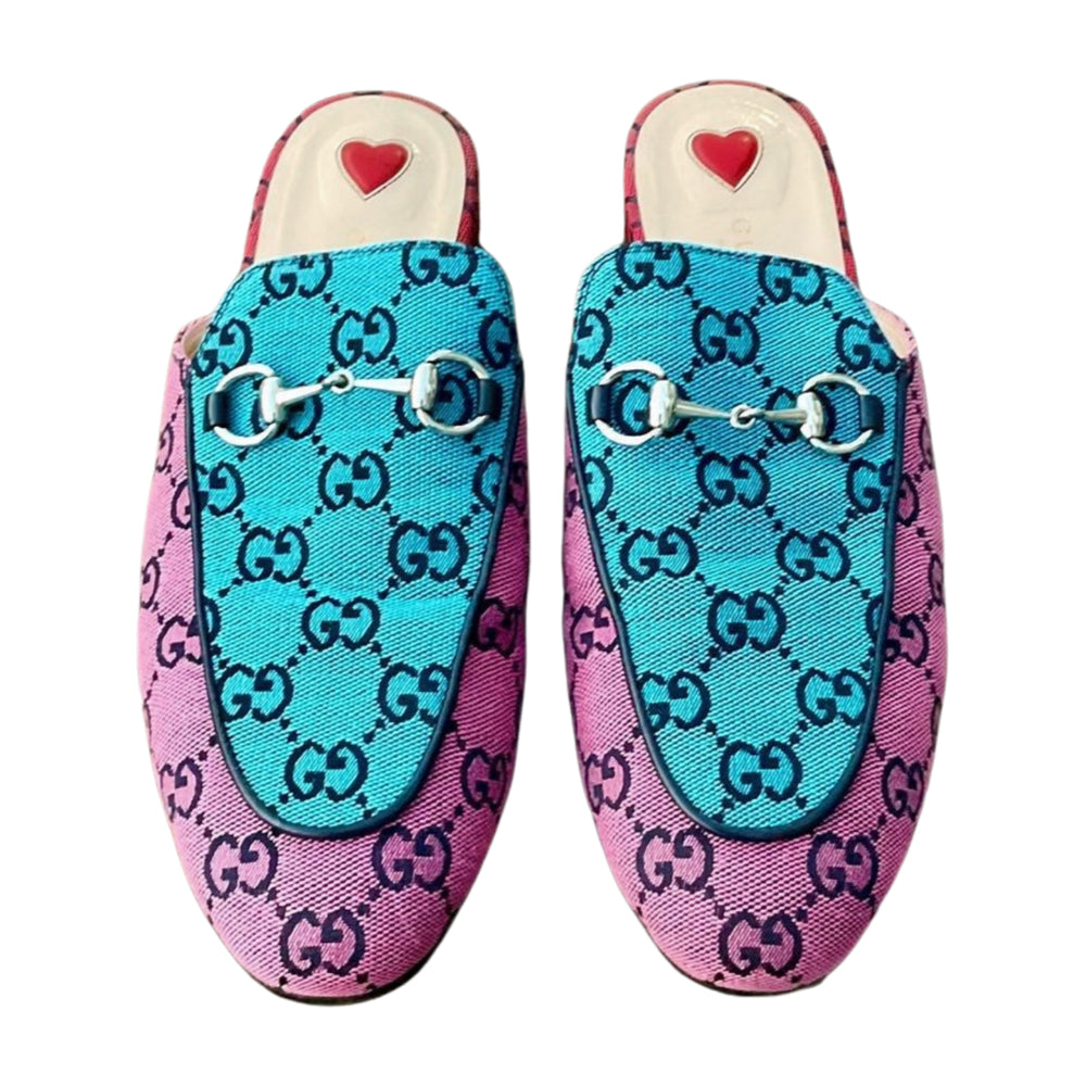 Mules Princetown con monograma multicolor de Gucci, IT 38/ US 8