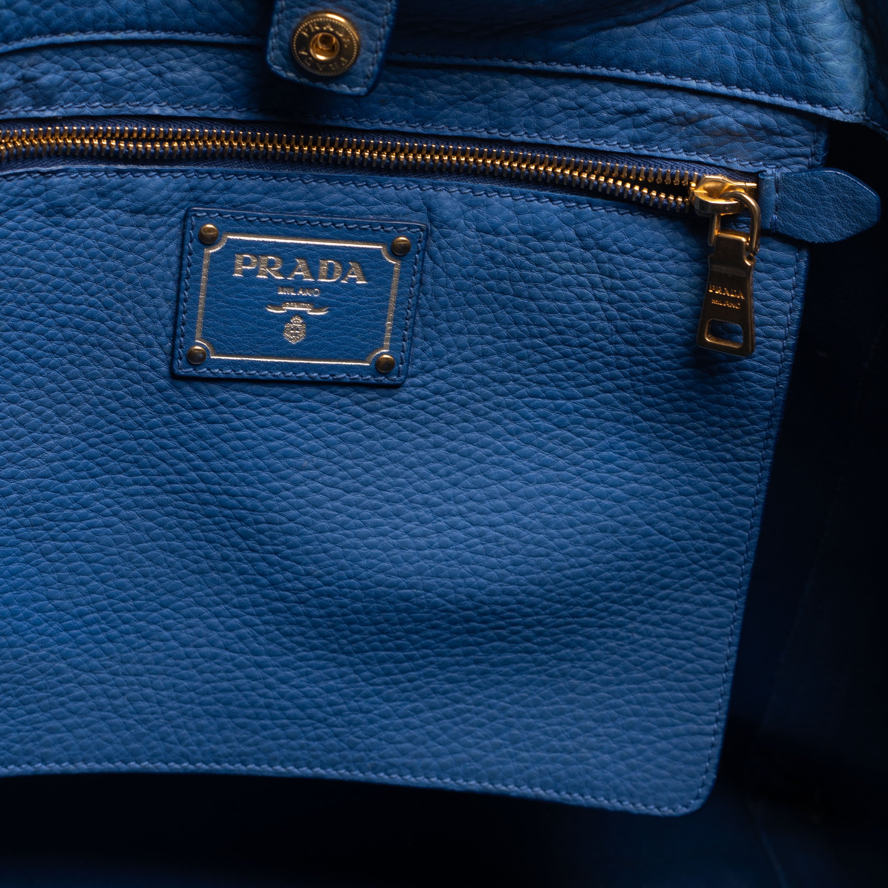 Prada Vitello Daino Cobalto Bolsa de tela