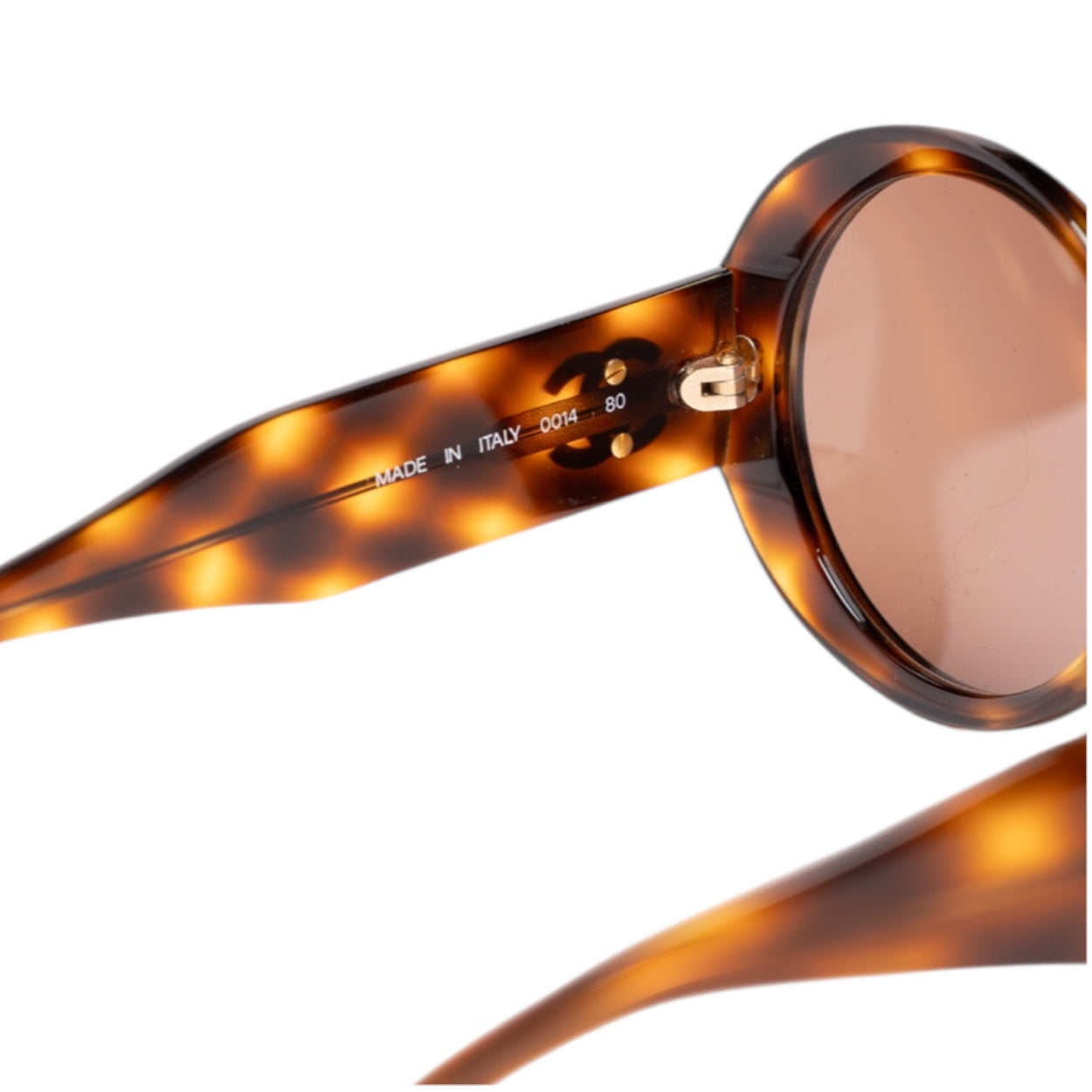 Authentic, Pre-owned Chanel Vintage Gold Tortoise Shell Sunglasses #0014 80