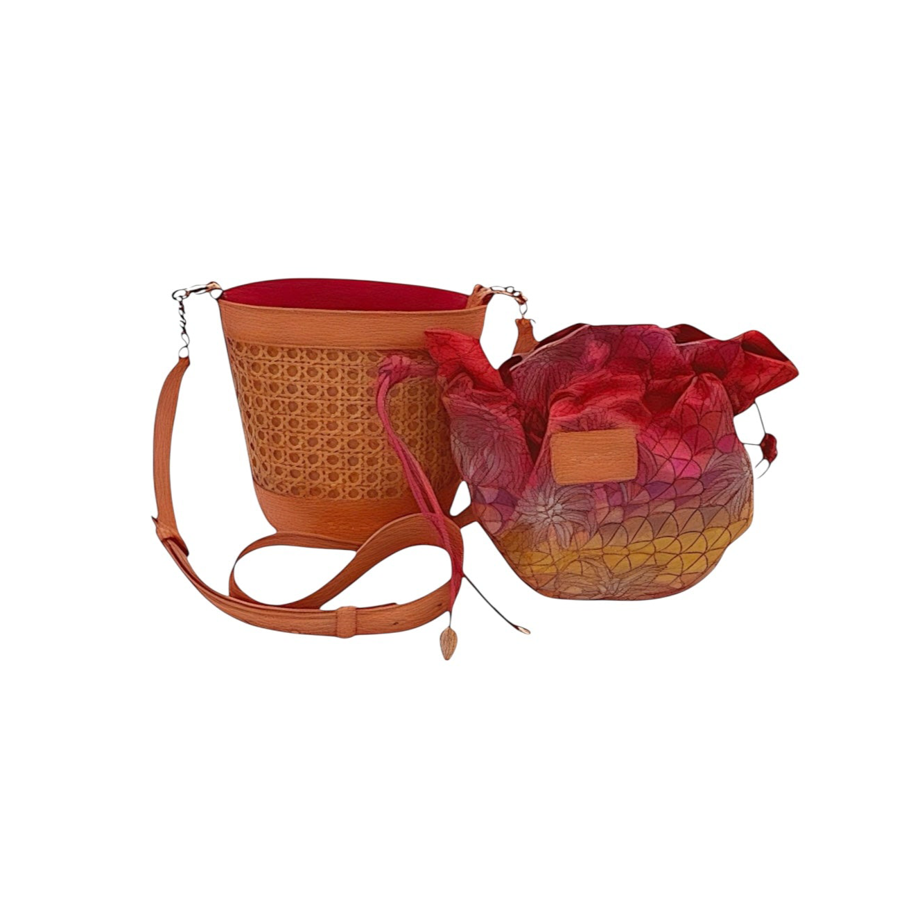 Authentic, Pre-owned Blvgari Rattan & Leather Serpenti Forever Bucket Bag