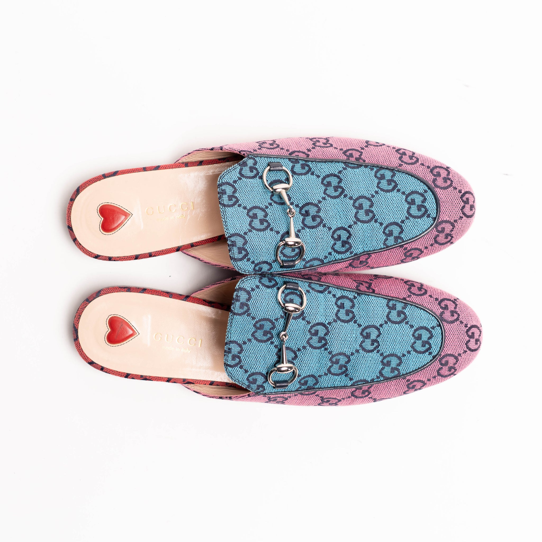 Authentic, Pre-owned Gucci Multi-colored Monogram Princetown Mules,  IT 38