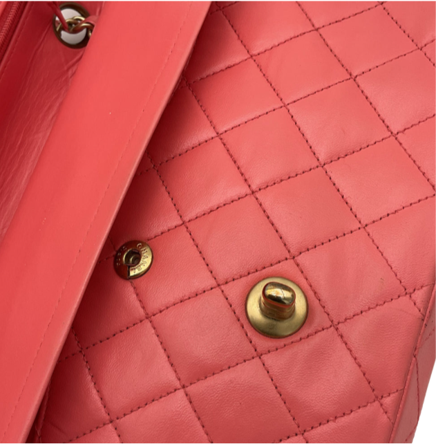 Authentic, Pre-owned Chanel Vintage Timeless Classic Medium Flap Bag, Coral