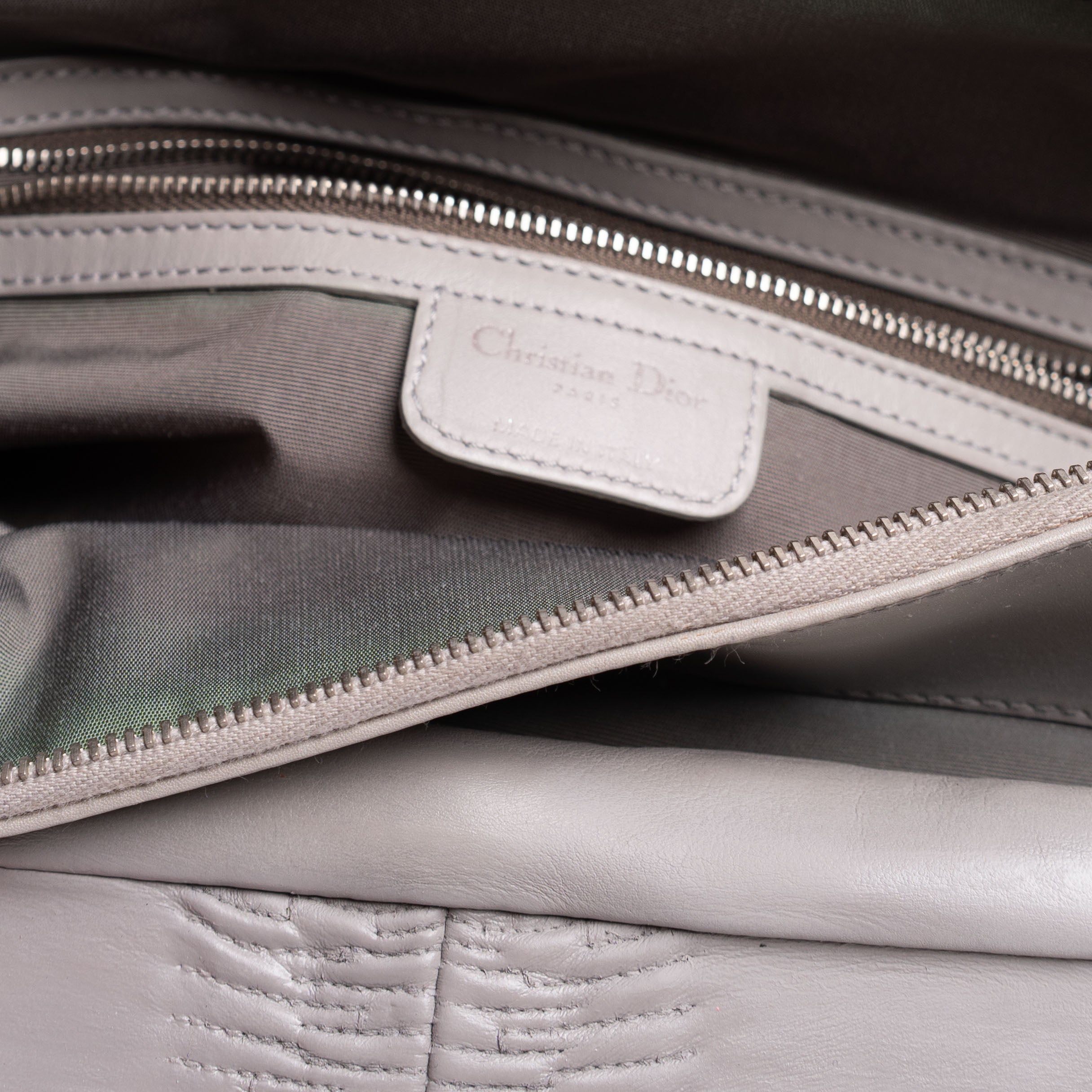 Authentic, Pre-owned Christian Dior Leather Karenina Bag, Gray